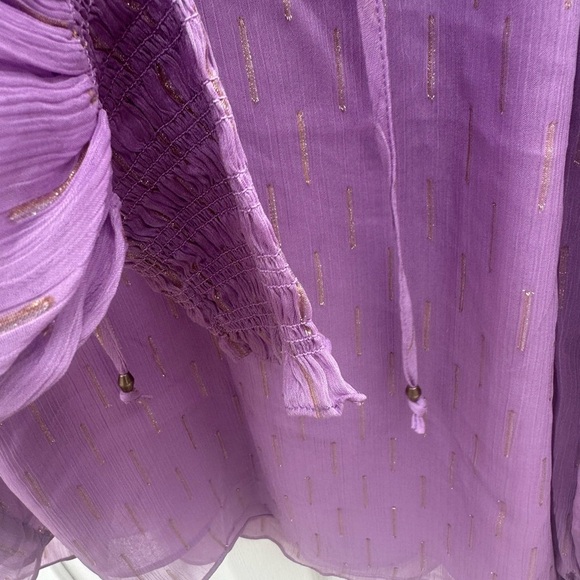 Elegant Purple Blouse with Tie Neck - Picture 5 of 10